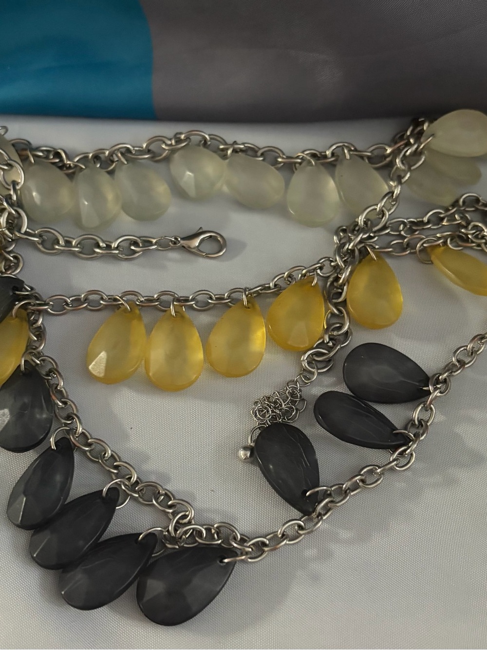 Multi-Strand Teardrop Necklace - Yellow & Gray - Picture 3 of 4